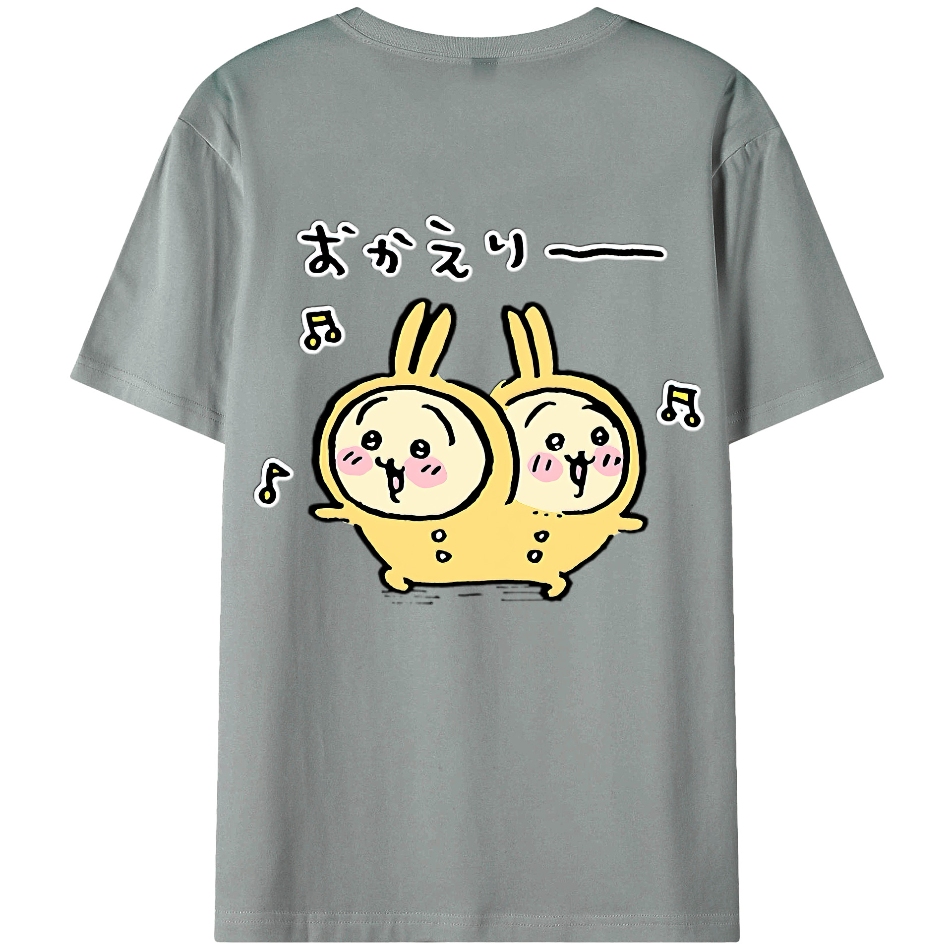 （画像用） ちいかわ うさぎ Chii-kawa usagi 綿100％ メンズ半袖Tシャツ（バックプリント） 通気性